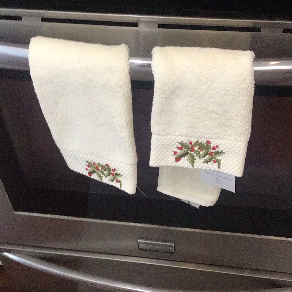 Embroidered Christmas hand towels